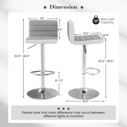 Adjustable Barstool Set, 2 Pack, PU Leather, Gray Bar Stools at Gallery Canada