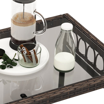 4 Pieces Outdoor Wicker Conversation Bistro Set with Soft Cushions and Tempered Glass Coffee Table, Brown Patio Conversation Sets at Gallery Canada