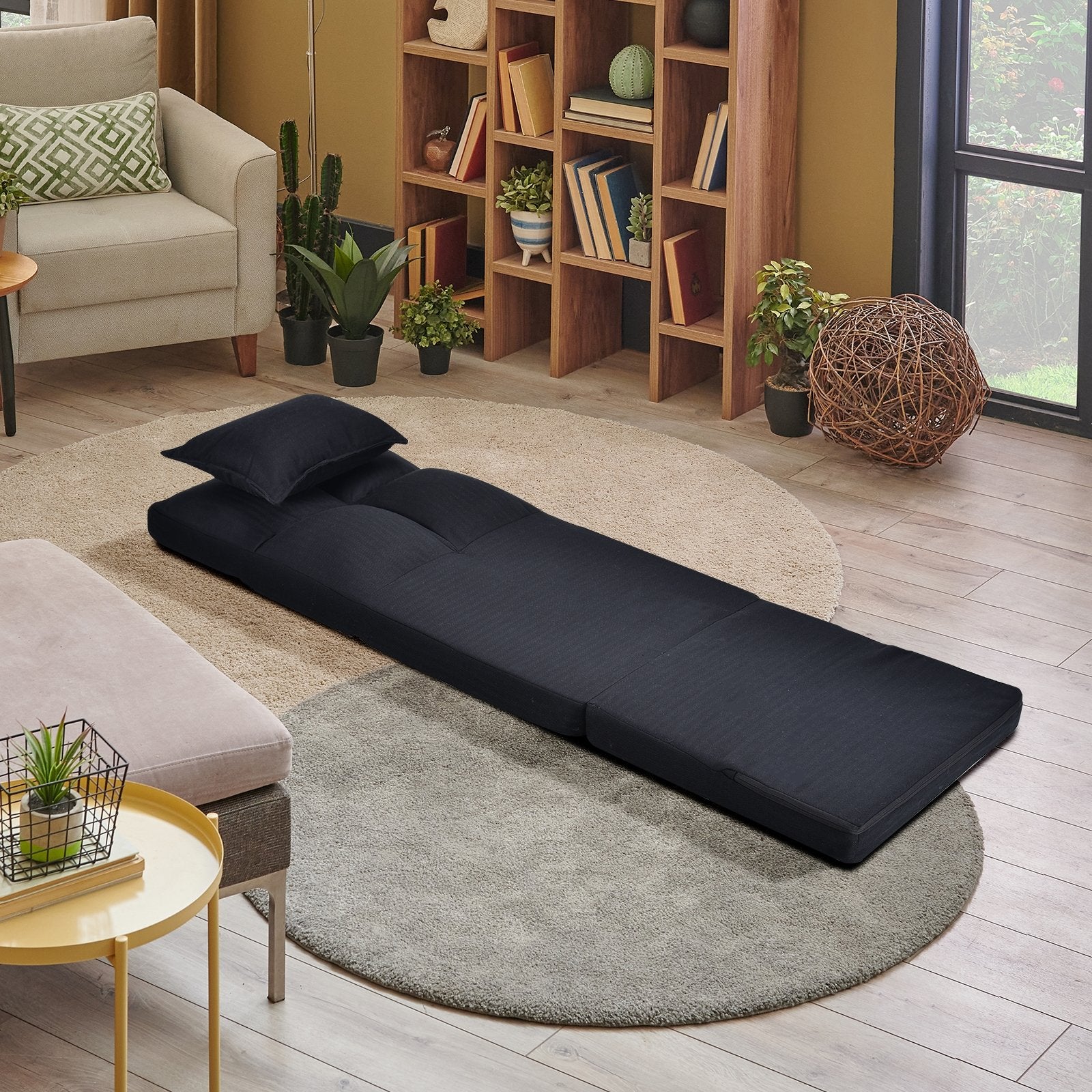 Fold Down Flip Convertible Sleeper Couch with Pillow, Black - Gallery Canada