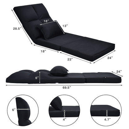 Fold Down Flip Convertible Sleeper Couch with Pillow, Black - Gallery Canada