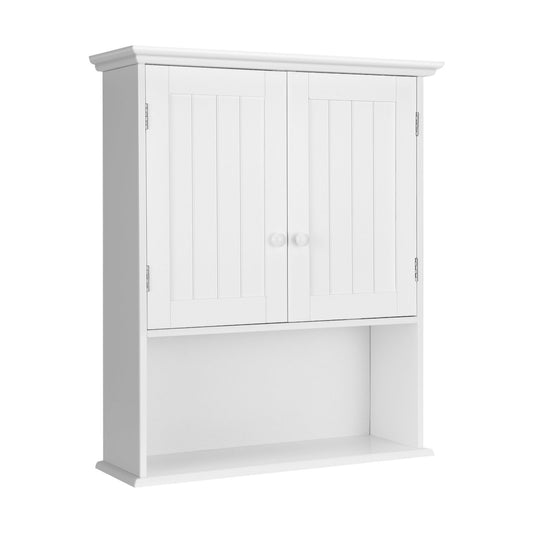2-Door Wall Mount Bathroom Storage Cabinet with Open Shelf, White