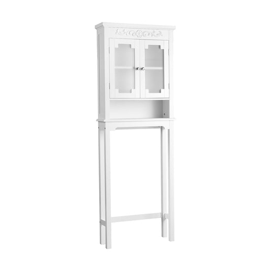 Bathroom Space Saver Carved Top Toilet Rack with Adjustable Shelf, White at Gallery Canada