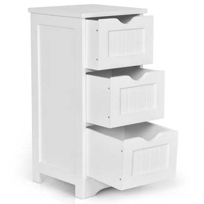 Wooden Bathroom Storage Cabinet, 3-Tier Free Standing Organizer, White Floor Cabinets at Gallery Canada