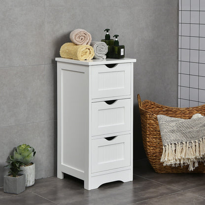Wooden Bathroom Storage Cabinet, 3-Tier Free Standing Organizer, White Floor Cabinets at Gallery Canada