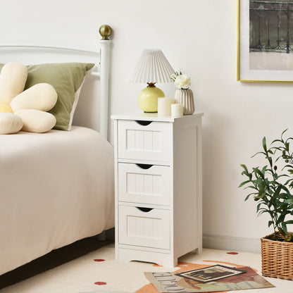 Wooden Bathroom Storage Cabinet, 3-Tier Free Standing Organizer, White Floor Cabinets at Gallery Canada