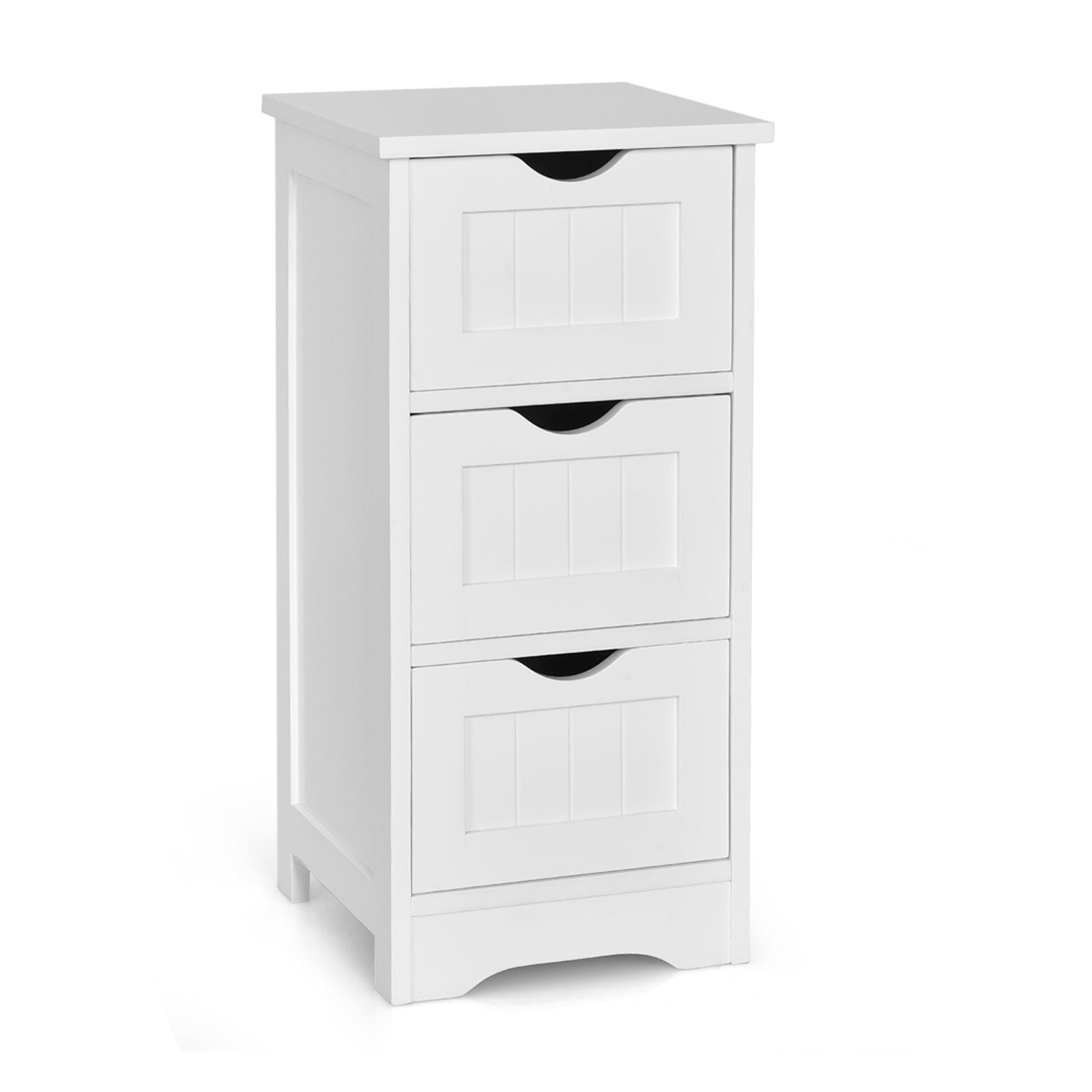 Wooden Bathroom Storage Cabinet, 3-Tier Free Standing Organizer, White Floor Cabinets at Gallery Canada