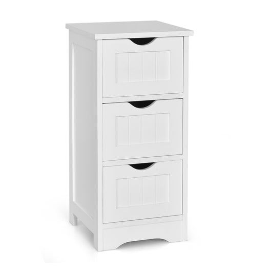 Wooden Bathroom Storage Cabinet, 3-Tier Free Standing Organizer, White Floor Cabinets White at Gallery Canada