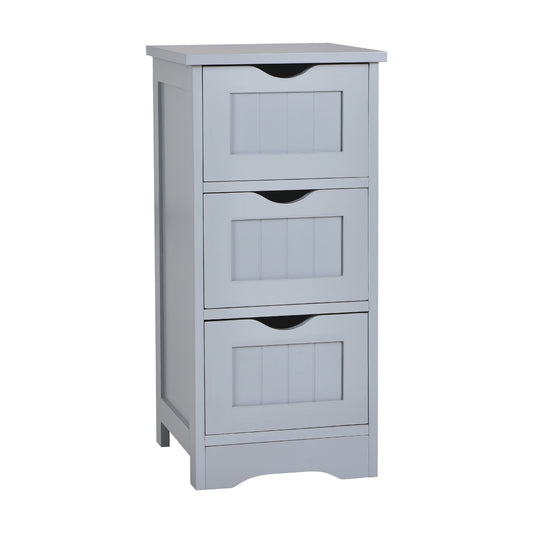 Wooden Free Standing Storage Cabinet, 3-Tier, Gray Floor Cabinets Gray at Gallery Canada