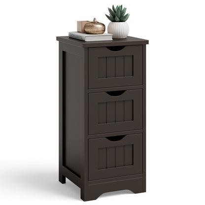 Wooden Free Standing Storage Cabinet, 3-Tier, Brown Floor Cabinets at Gallery Canada