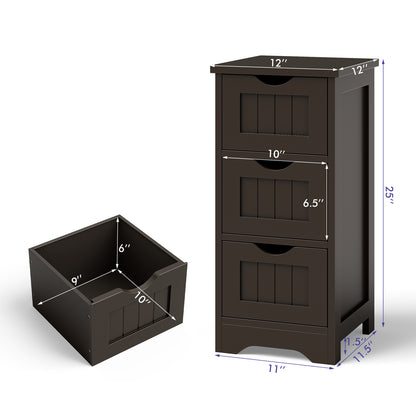 Wooden Free Standing Storage Cabinet, 3-Tier, Brown Floor Cabinets at Gallery Canada