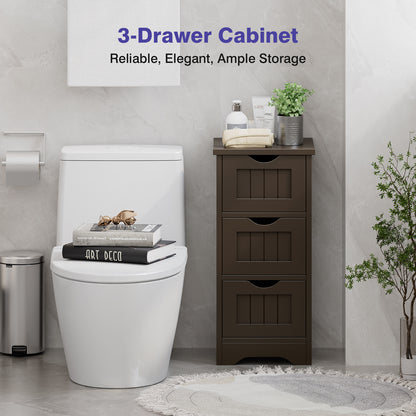Wooden Free Standing Storage Cabinet, 3-Tier, Brown Floor Cabinets at Gallery Canada