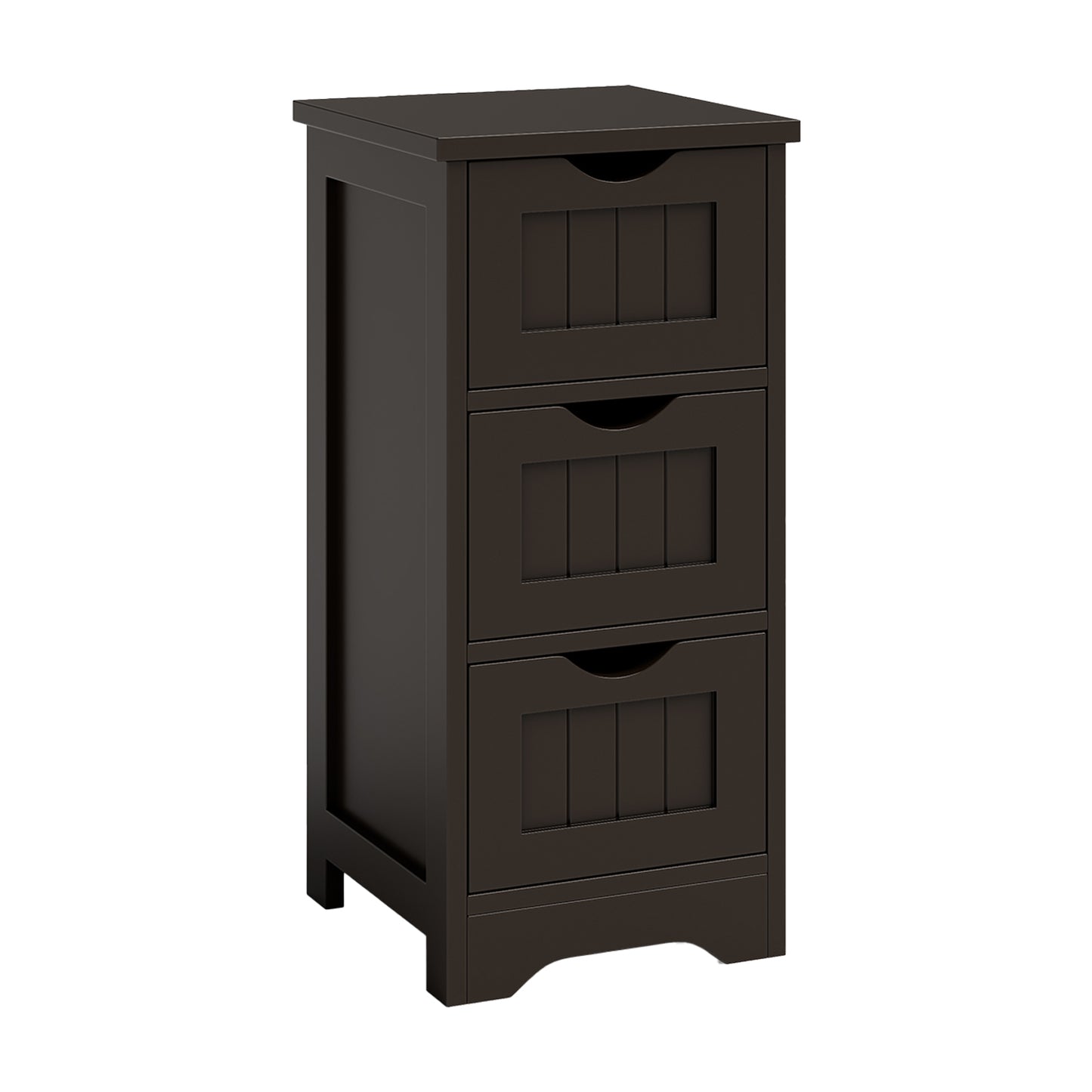 Wooden Free Standing Storage Cabinet, 3-Tier, Brown Floor Cabinets Brown at Gallery Canada