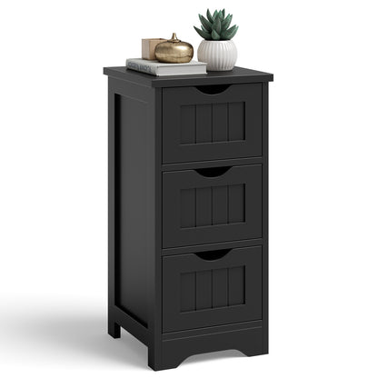 Wooden Bathroom Storage Cabinet, 3-Tier, Black Floor Cabinets at Gallery Canada
