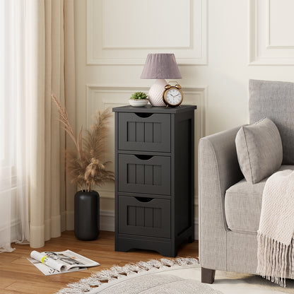 Wooden Bathroom Storage Cabinet, 3-Tier, Black Floor Cabinets at Gallery Canada