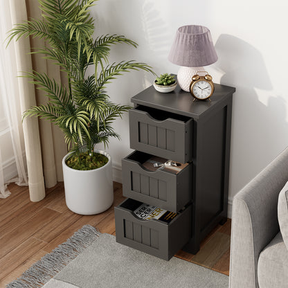 Wooden Bathroom Storage Cabinet, 3-Tier, Black Floor Cabinets at Gallery Canada