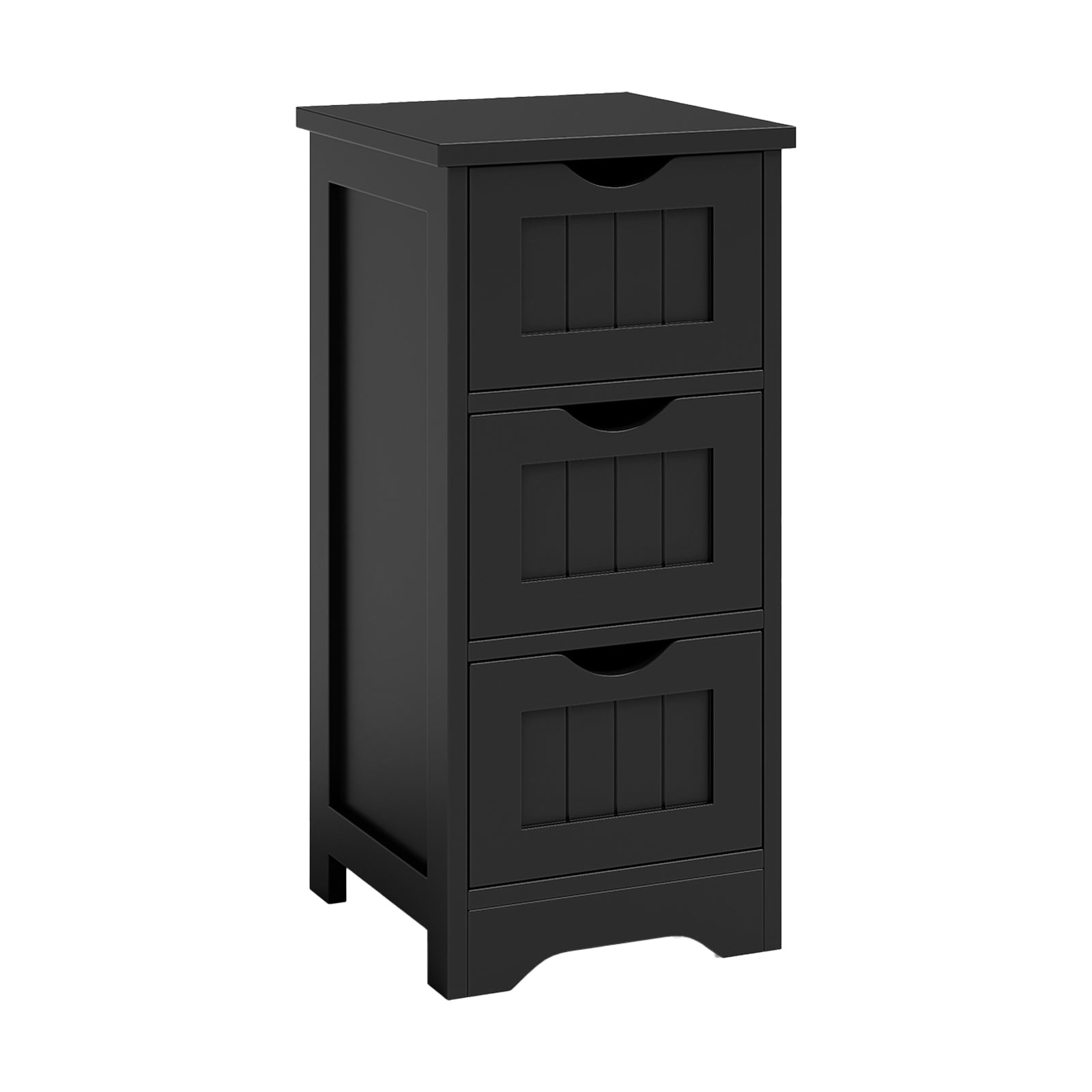 Wooden Bathroom Storage Cabinet, 3-Tier, Black Floor Cabinets at Gallery Canada