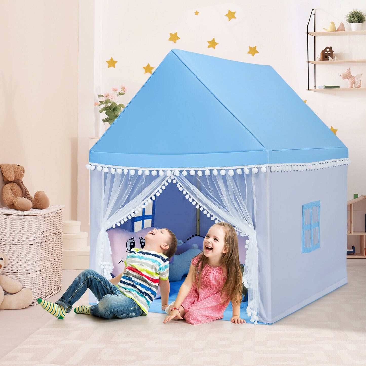 Kids Play Tent Large Playhouse Children Play Castle Fairy Tent Gift with Mat, Blue Play Tents & Playhouse at Gallery Canada