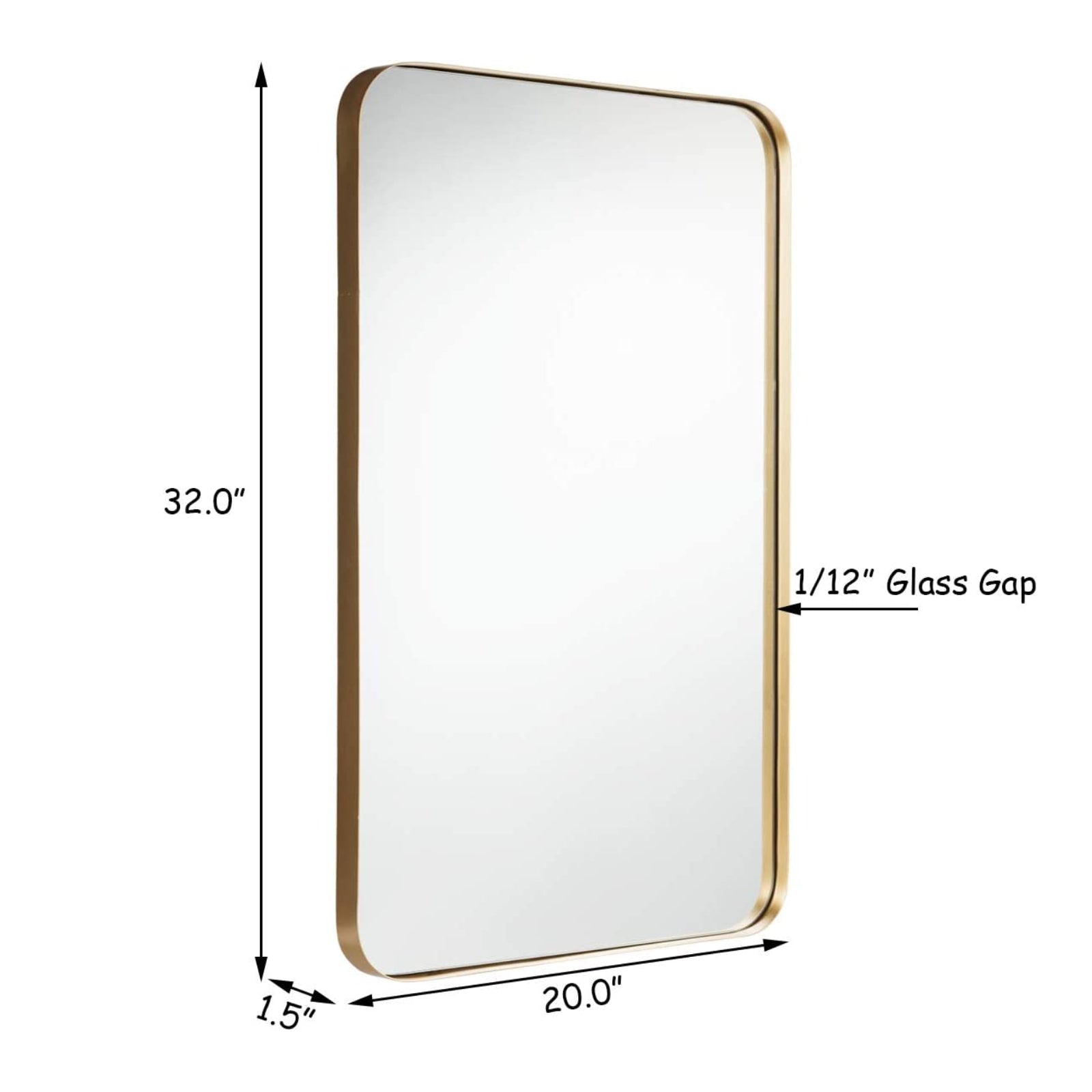 32 Inch x 20 Inch Metal Frame Wall-Mounted Rectangle Mirror, Golden Wall Mirrors at Gallery Canada