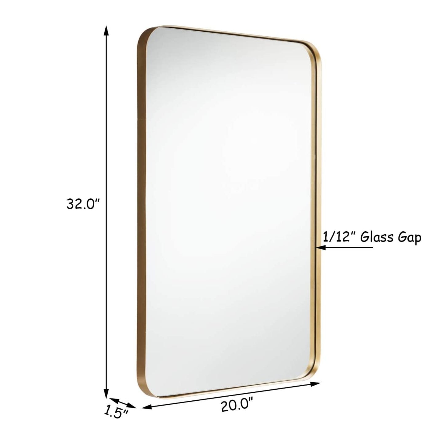 32 Inch x 20 Inch Metal Frame Wall-Mounted Rectangle Mirror, Golden Wall Mirrors at Gallery Canada