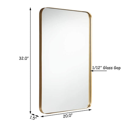 32 Inch x 20 Inch Metal Frame Wall-Mounted Rectangle Mirror, Golden Wall Mirrors at Gallery Canada