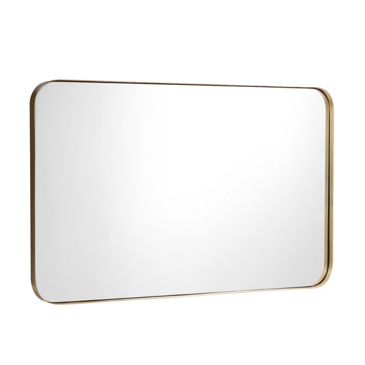 32 Inch x 20 Inch Metal Frame Wall-Mounted Rectangle Mirror, Golden Wall Mirrors Golden at Gallery Canada