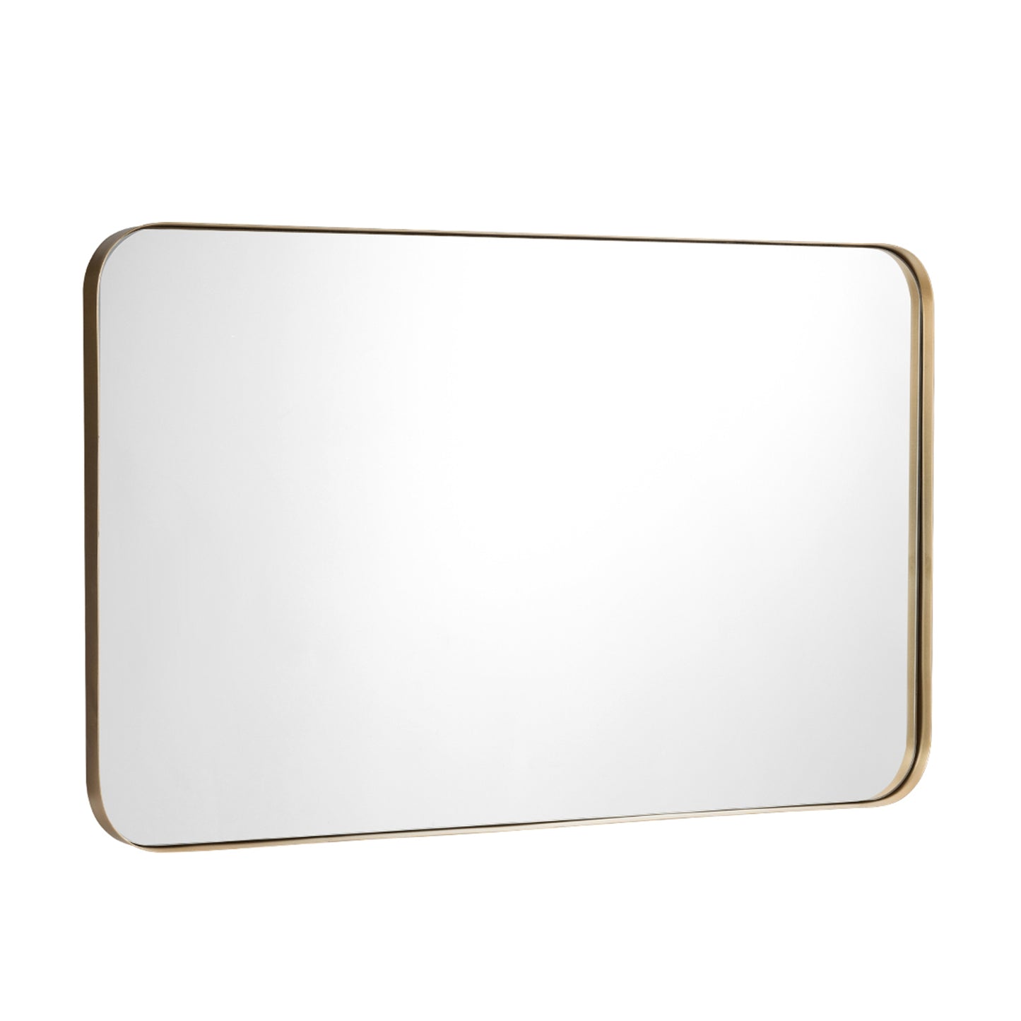32 Inch x 20 Inch Metal Frame Wall Mirror, Golden Wall Mirrors Golden at Gallery Canada