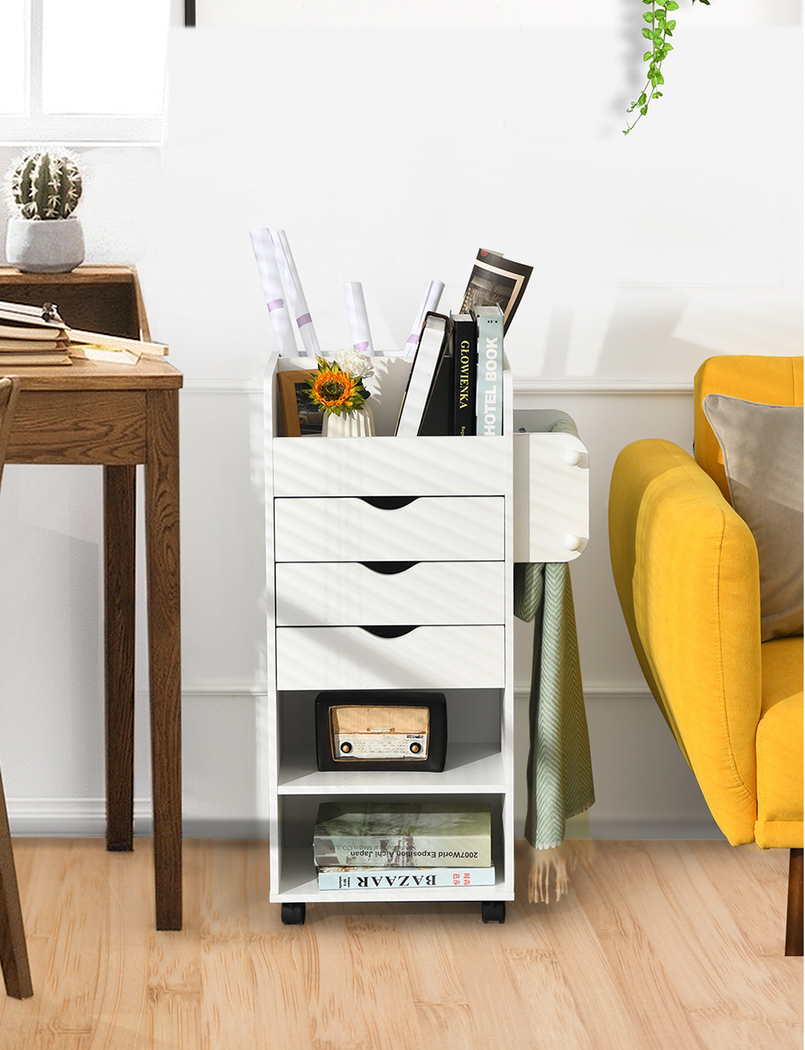 Wooden Rolling Craft Storage Cart, White File Cabinets at Gallery Canada
