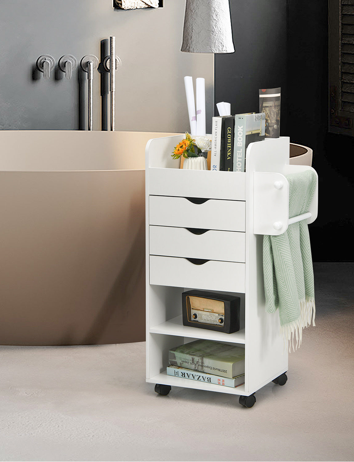 Wooden Rolling Craft Storage Cart, White File Cabinets at Gallery Canada