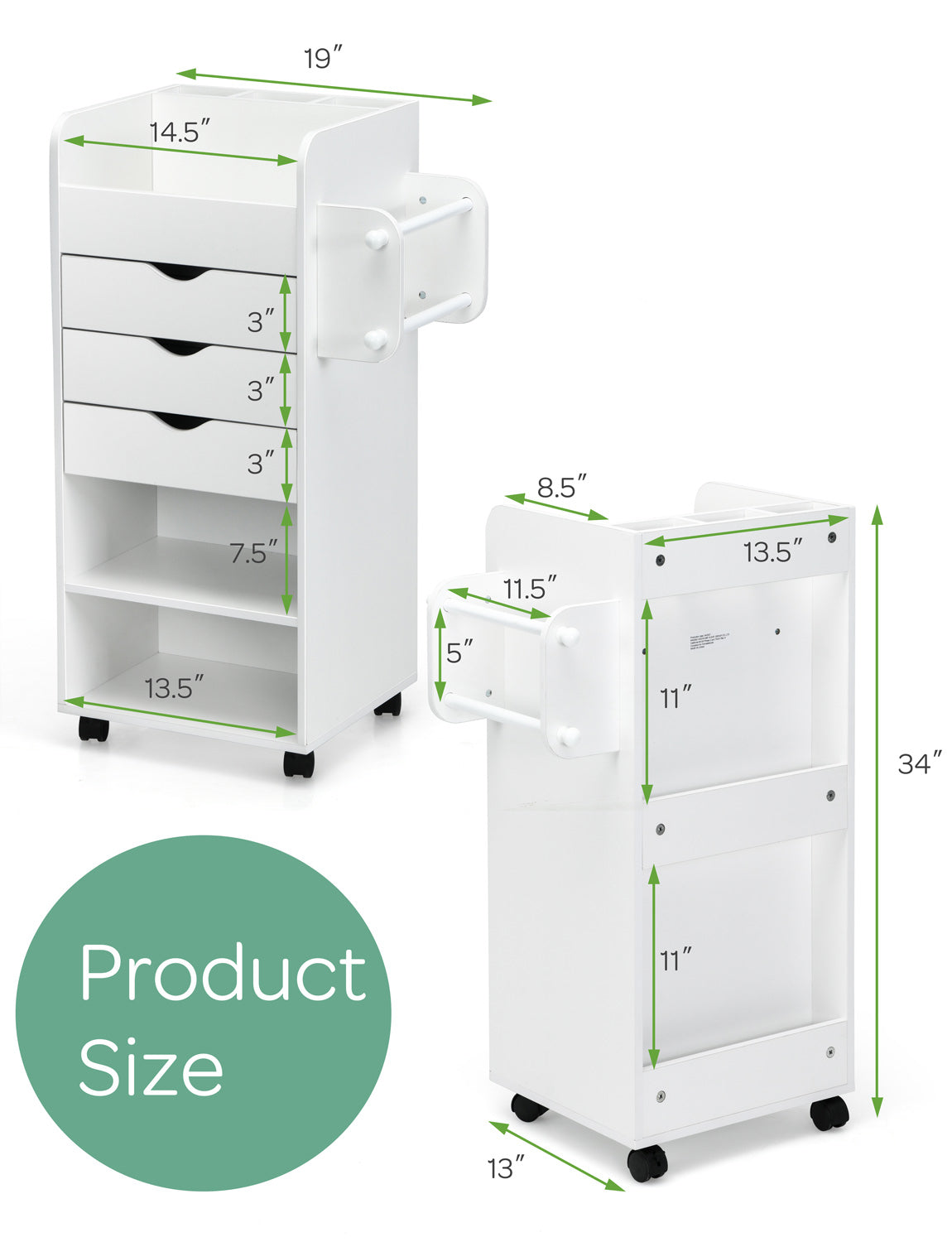 Wooden Rolling Craft Storage Cart, White File Cabinets at Gallery Canada