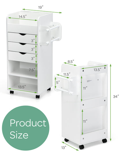 Wooden Rolling Craft Storage Cart, White File Cabinets at Gallery Canada
