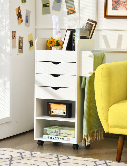 Wooden Rolling Craft Storage Cart, White File Cabinets White at Gallery Canada