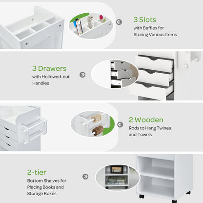 Wooden Rolling Craft Storage Cart, White File Cabinets at Gallery Canada
