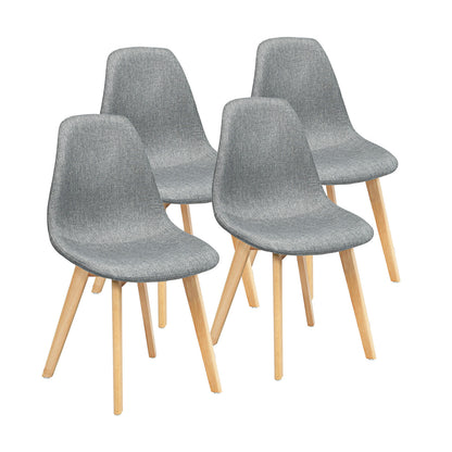 4 Pieces Modern Dining Chair Set with Wood Legs and Fabric Cushion Seat, Gray Dining Chairs at Gallery Canada