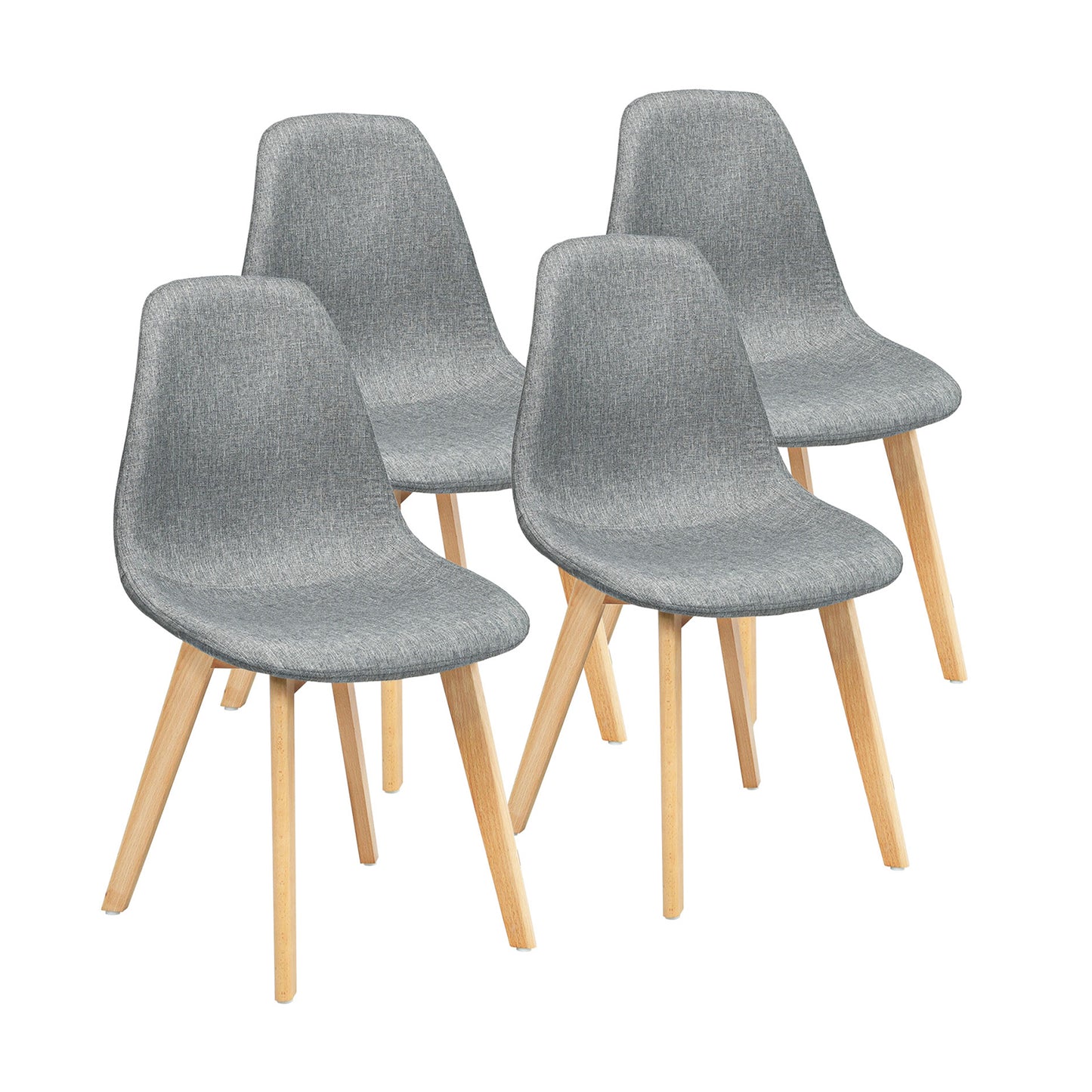 Modern Dining Chair Set, 4 Pieces, Wood Legs, Fabric Cushion, Gray Dining Chairs at Gallery Canada