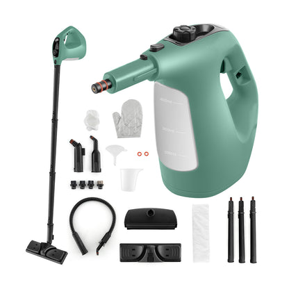 1400W Handheld Steam Cleaner, 14-Piece Accessory Kit, Child Lock, Green Vacuums & Cleaners Green at Gallery Canada