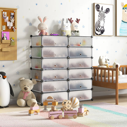 12-Cube DIY Portable Plastic Shoe Rack with Transparent Doors, White Shoe Racks & Storage Benches at Gallery Canada