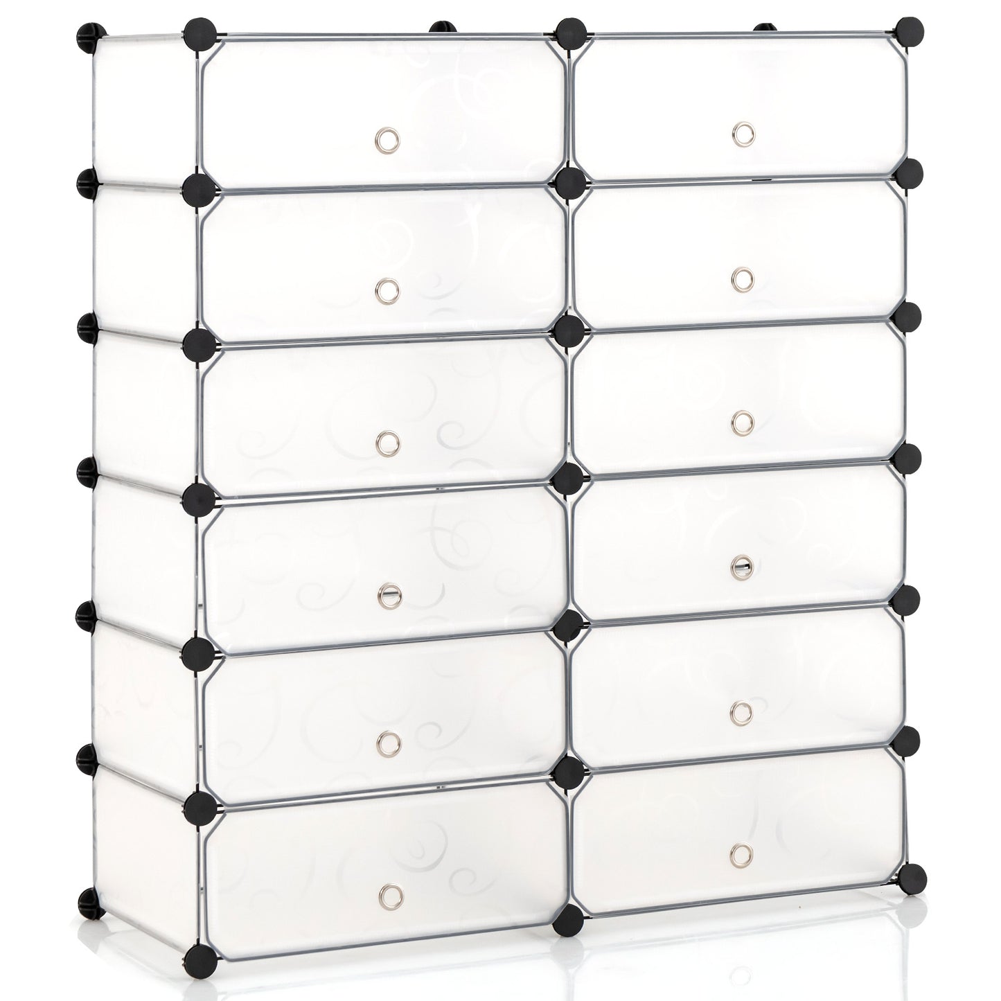 12-Cube DIY Portable Plastic Shoe Rack with Transparent Doors, White Shoe Racks & Storage Benches at Gallery Canada