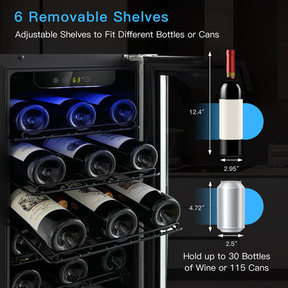 15 Inch 30-Bottle Wine Cooler with Temperature Memory, Black Wine & Beverage Coolers at Gallery Canada