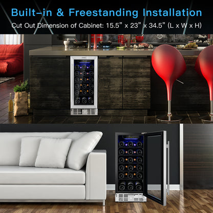 15 Inch 30-Bottle Wine Cooler with Temperature Memory, Black Wine & Beverage Coolers at Gallery Canada