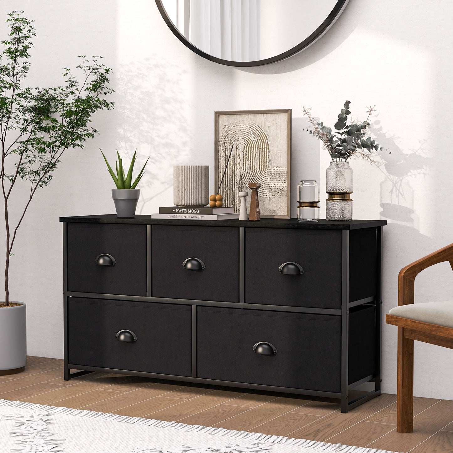 Dresser Storage Tower with 5 Foldable Cloth Storage Cubes, Black Dressers & Chests at Gallery Canada