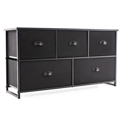 5 Cube Tour de Rangement Pliante pour Commode en Tissu, Noir