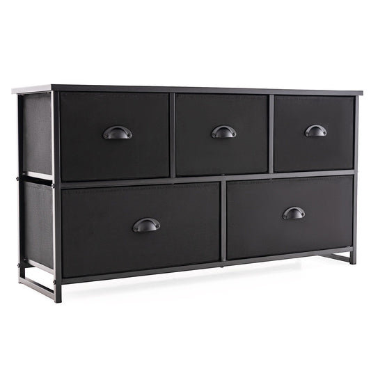 Dresser Storage Tower with 5 Foldable Cloth Storage Cubes, Black - Gallery Canada