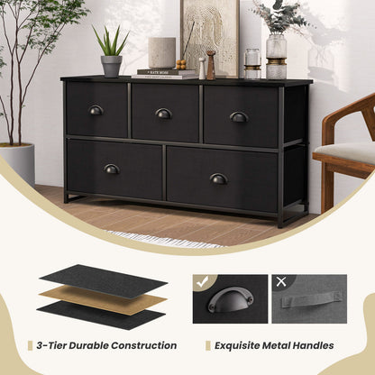 Dresser Storage Tower with 5 Foldable Cloth Storage Cubes, Black Dressers & Chests at Gallery Canada