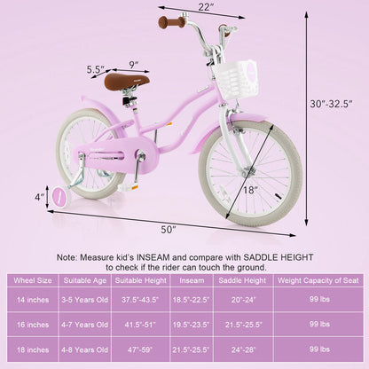 Children Bicycle with Front Handbrake and Rear Coaster Brake, Purple Kids Bike at Gallery Canada