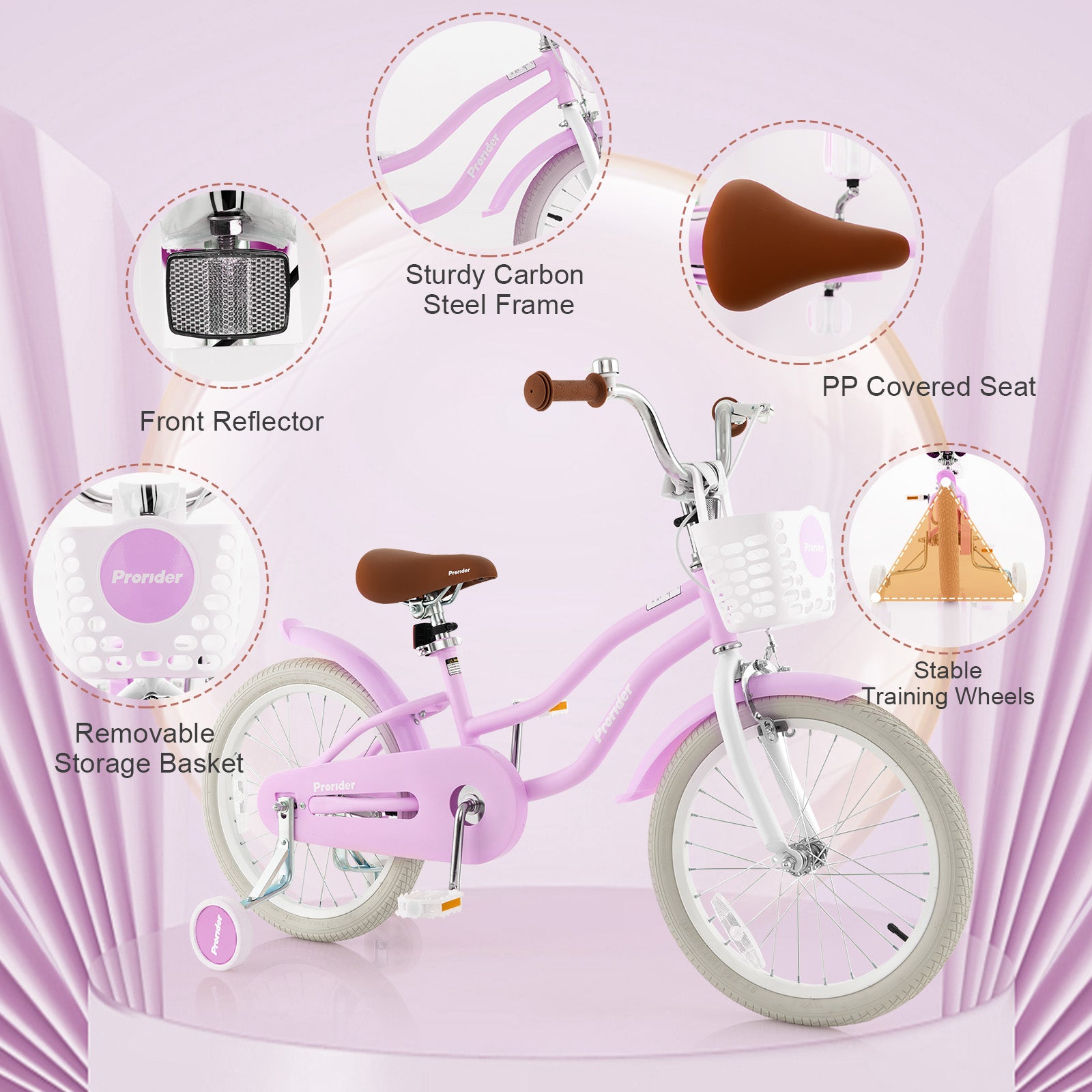 Children Bicycle with Front Handbrake and Rear Coaster Brake, Purple Kids Bike at Gallery Canada