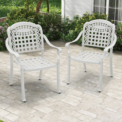 Set of 2 Cast Aluminum Patio Chairs with Armrests, Beige Patio Dining Chairs at Gallery Canada