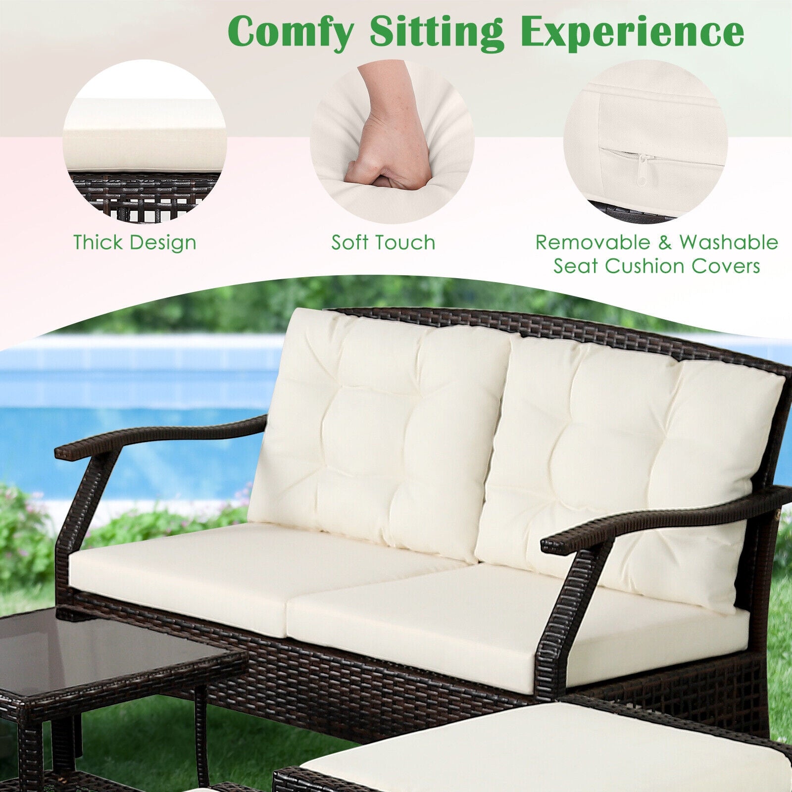 7 Piece Outdoor Patio Furniture Set, Waterproof Cover, Espresso Patio Conversation Sets at Gallery Canada