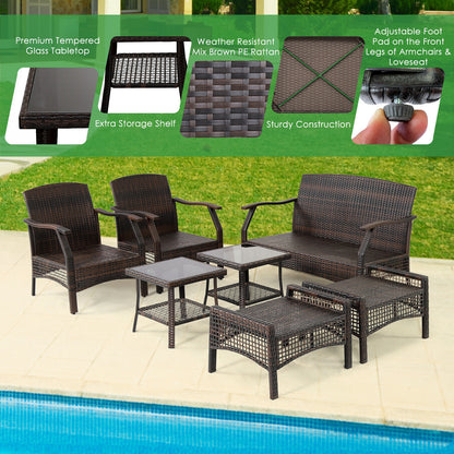 7 Piece Outdoor Patio Furniture Set, Waterproof Cover, Espresso Patio Conversation Sets at Gallery Canada