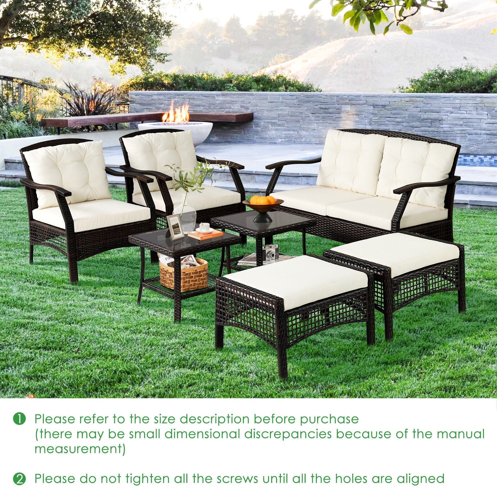 7 Piece Outdoor Patio Furniture Set, Waterproof Cover, Espresso Patio Conversation Sets at Gallery Canada
