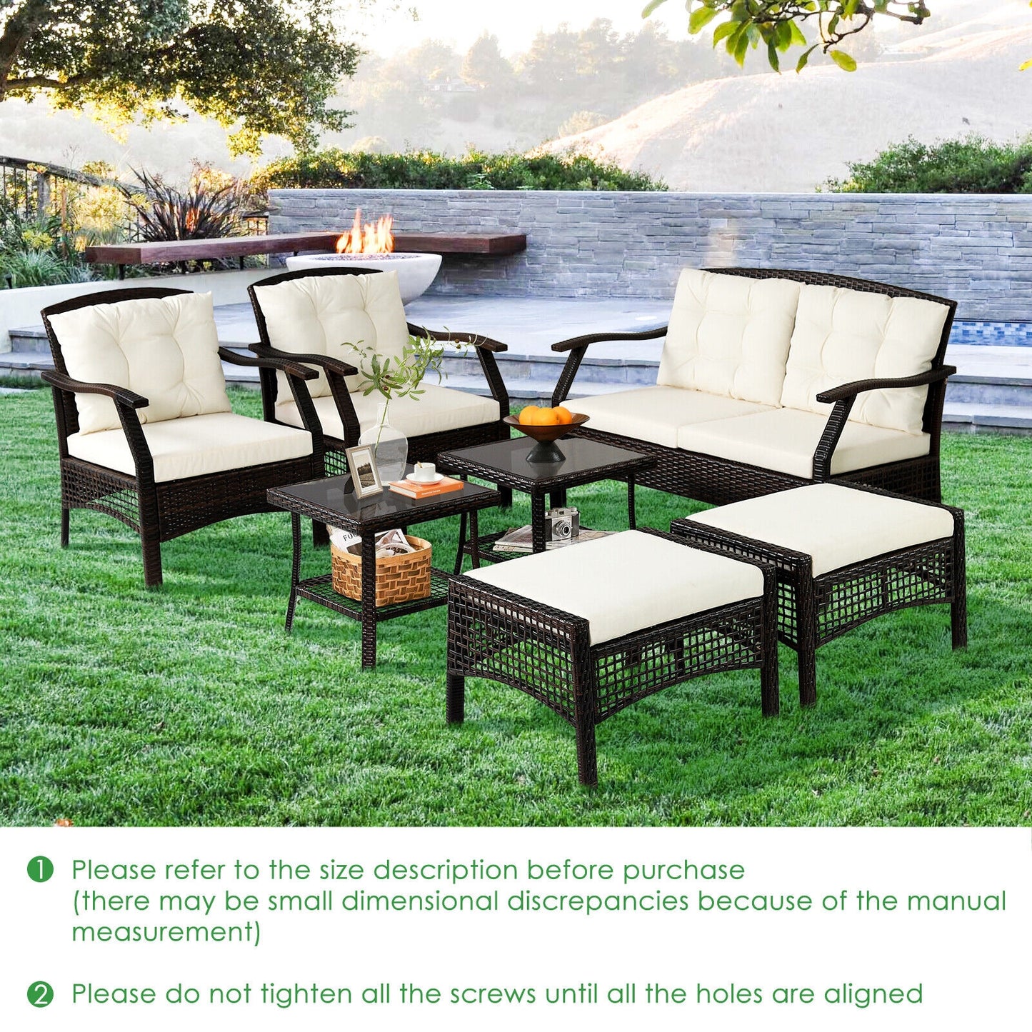 7 Piece Outdoor Patio Furniture Set, Waterproof Cover, Espresso Patio Conversation Sets at Gallery Canada